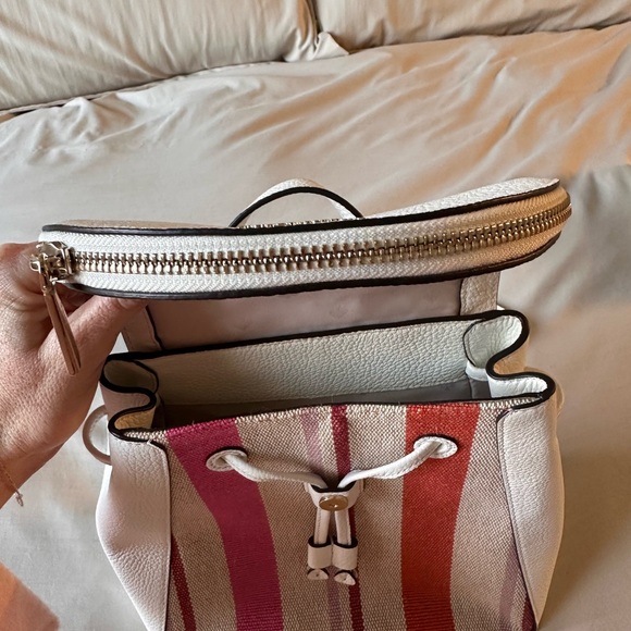 kate spade White Leather Backpack with Pink & Red Stripes main image 6